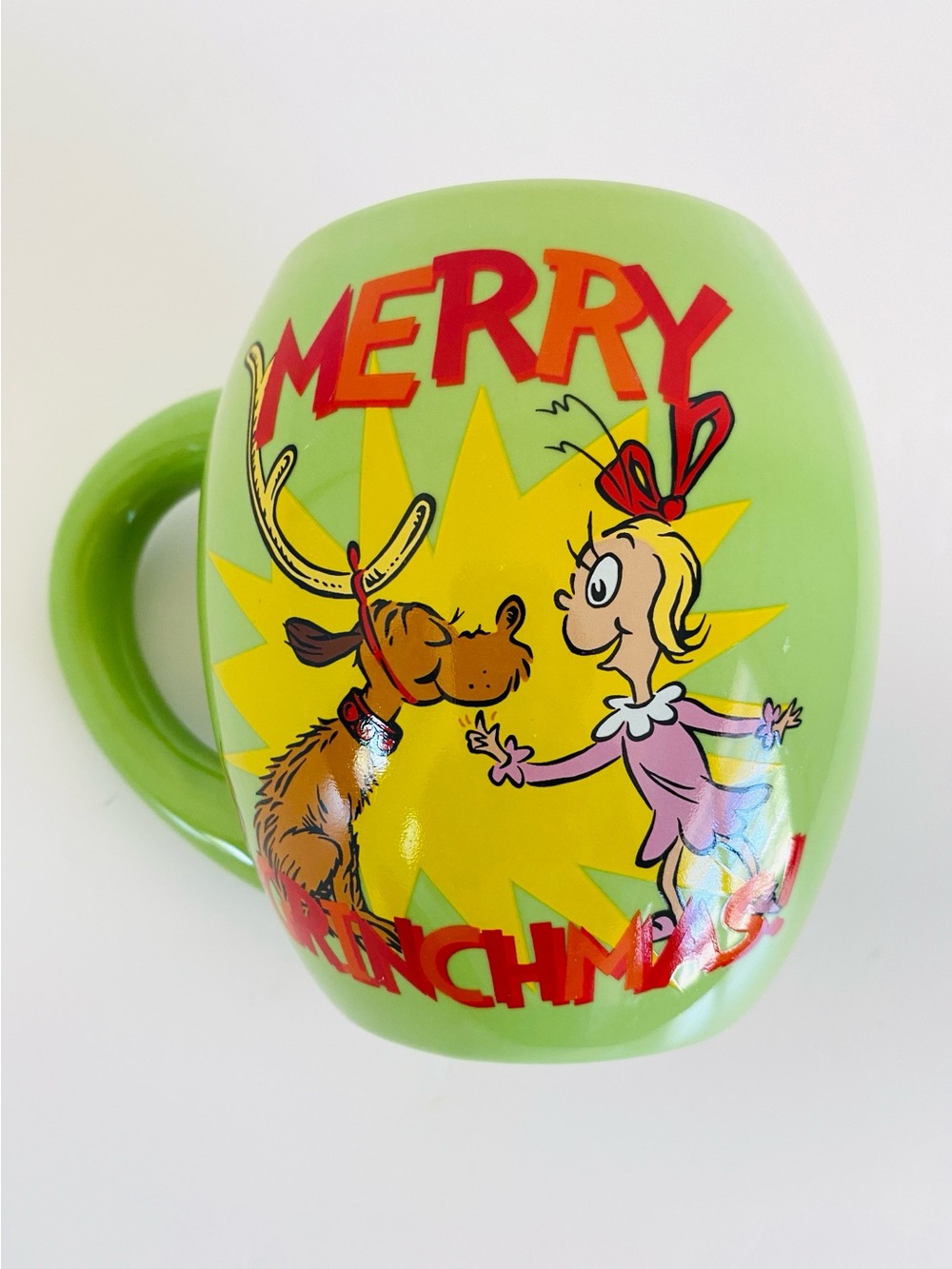 Green Merry Grinchmas Holiday Mug with Festive Character Design Dr.Seuss Gift